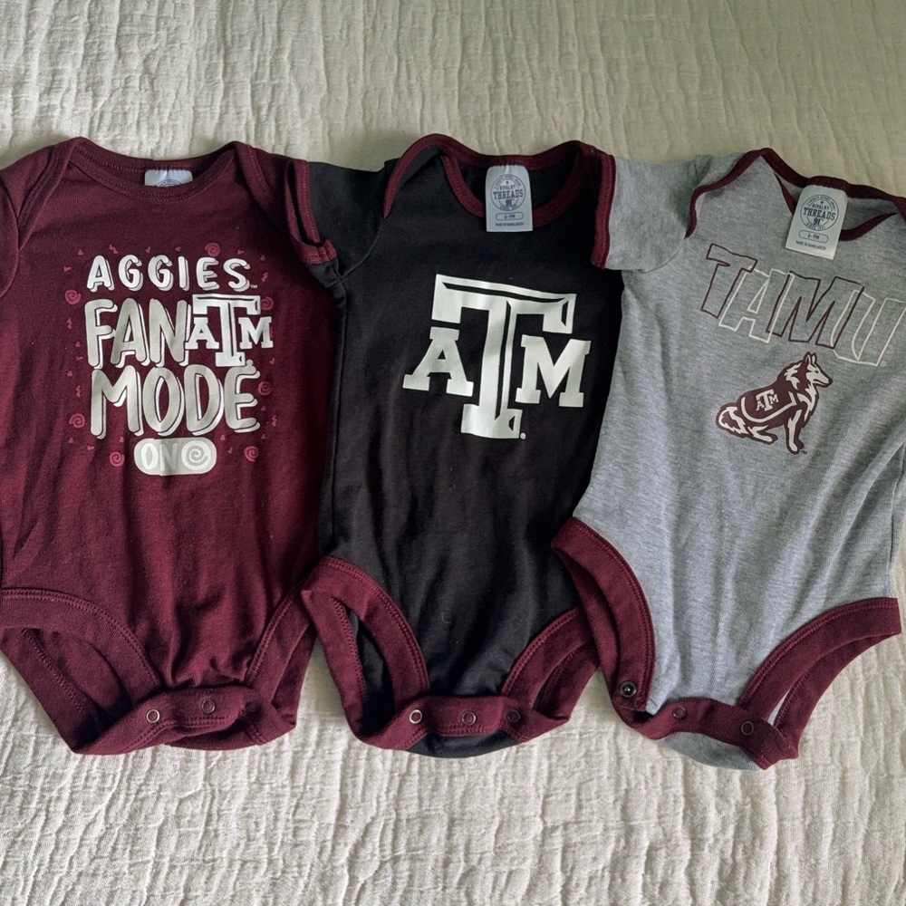 Texas A&M baby onesies